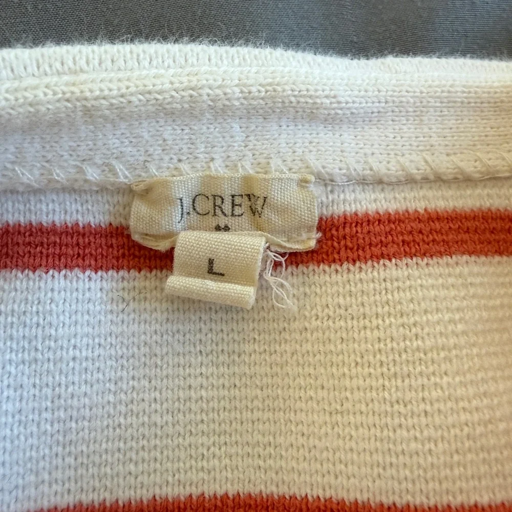 J. Crew Striped Big Button‎ Front Cardigan Women Small Red White